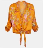Poupette St Barth Azia floral cropped shirt