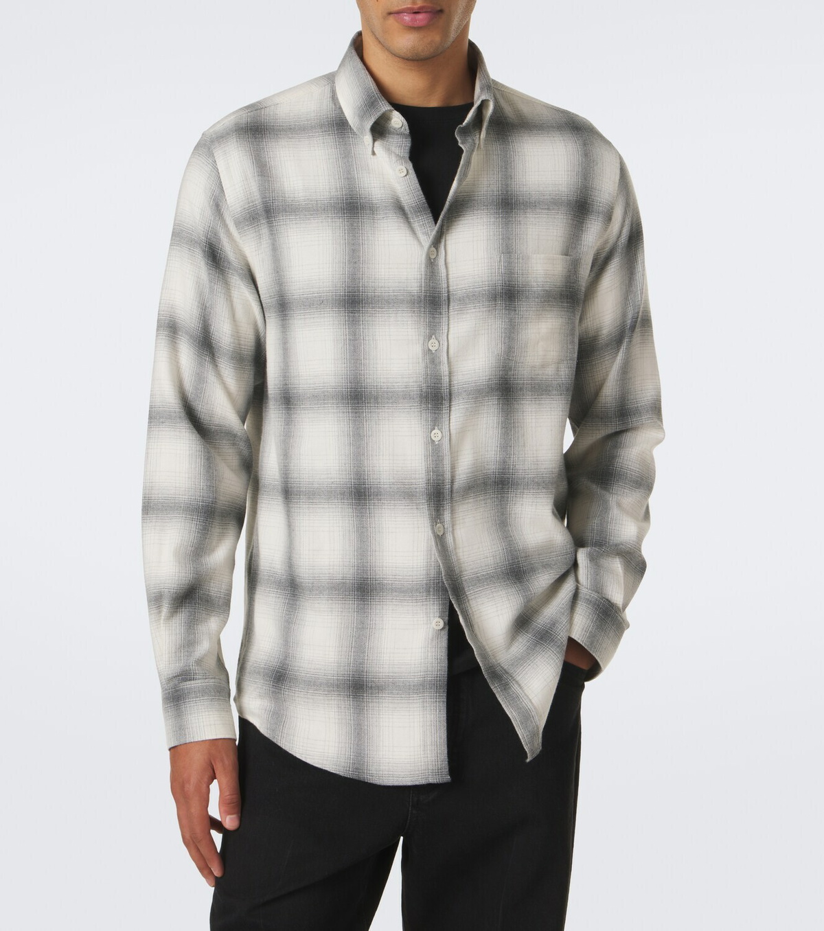Sunspel Checked cotton flannel shirt