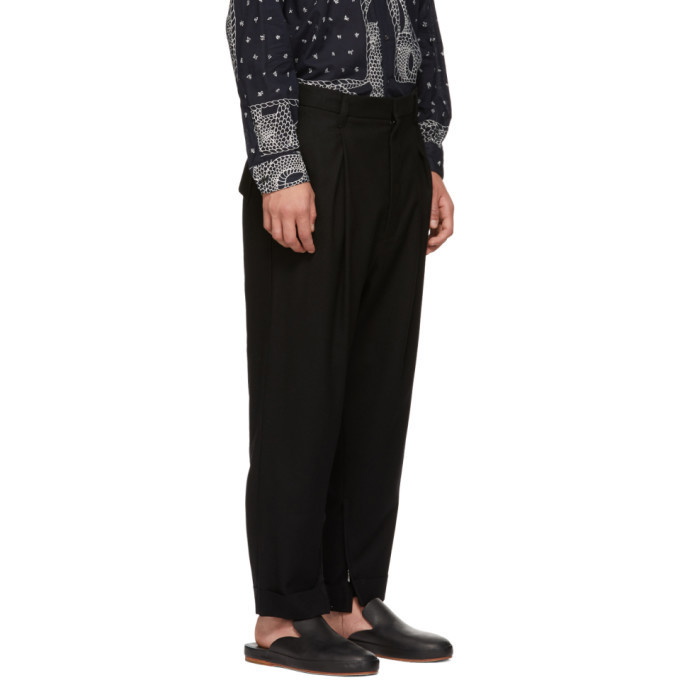 BED J.W. FORD Black Wool Slit Pants