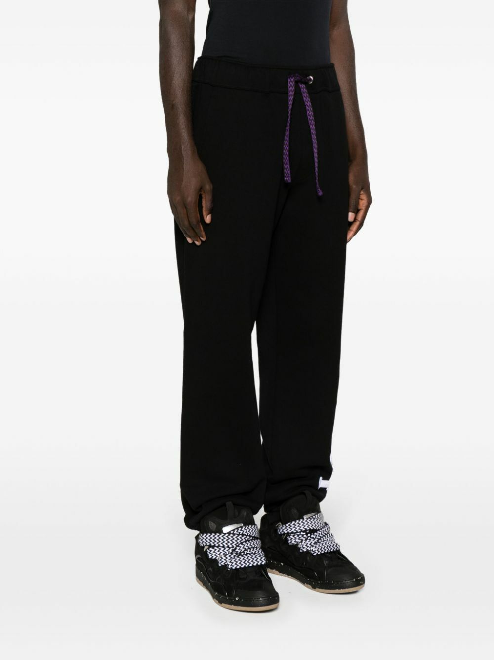 Lanvin Black Logo-Embroidered Cotton Track Pants