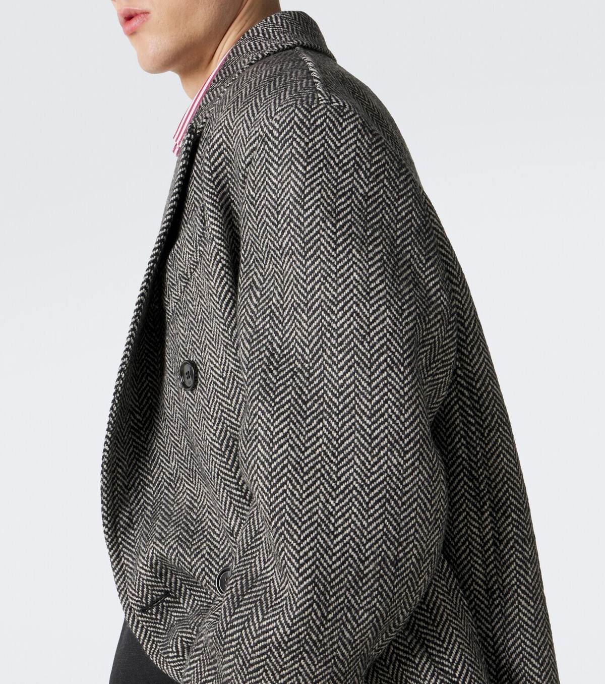 Ami Paris Herringbone double-breasted wool coat