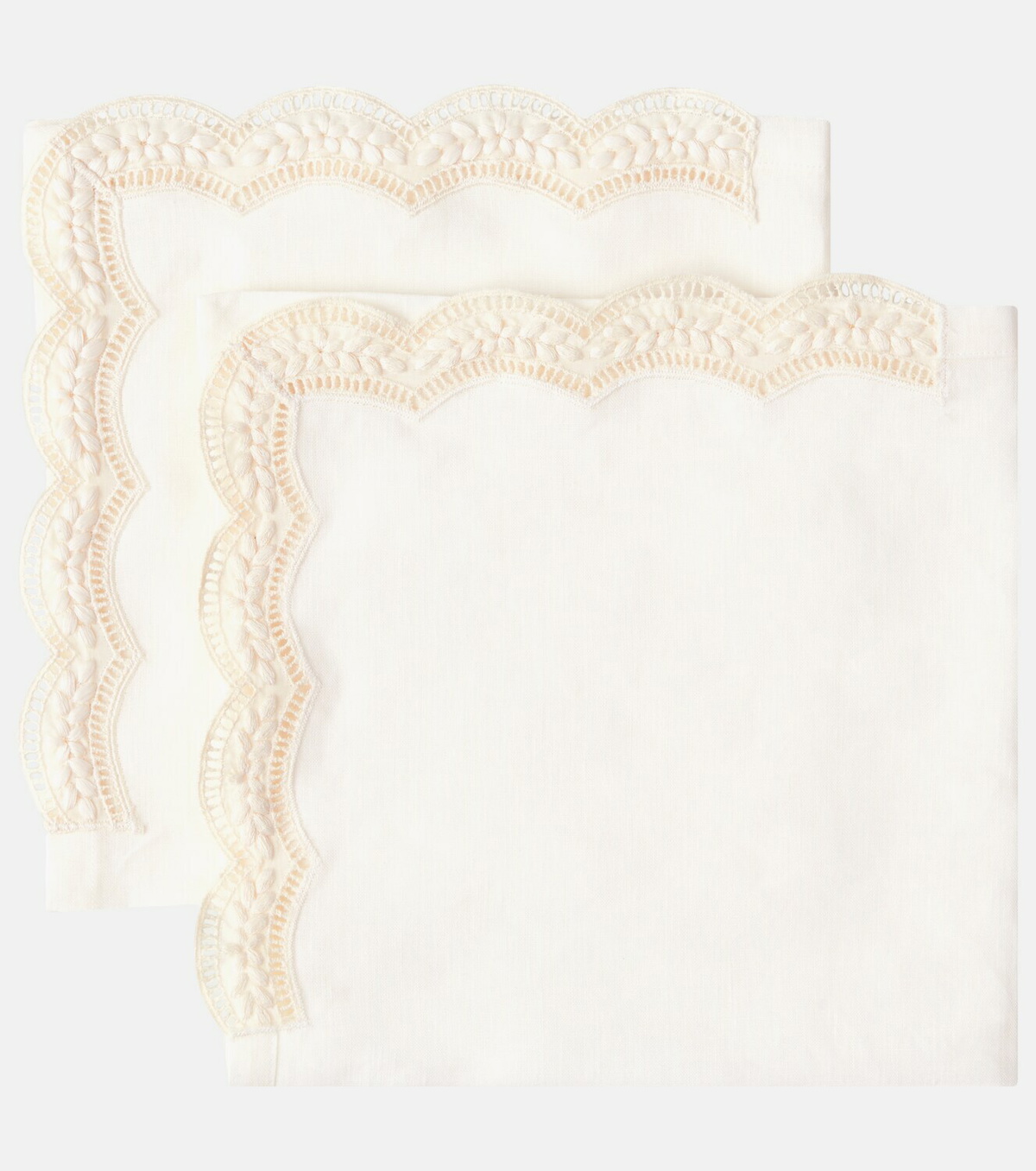 Cabana Emilia set of 2 embroidered linen napkins