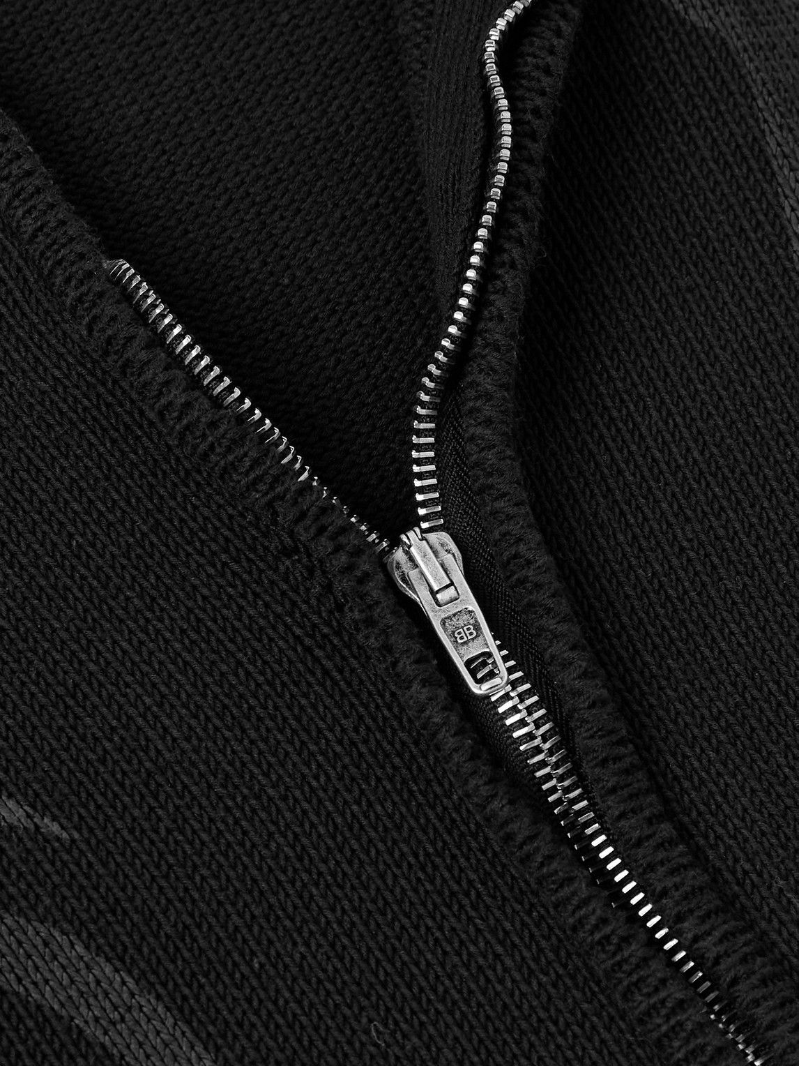 Balenciaga - Oversized Distressed Printed Knitted Zip-Up