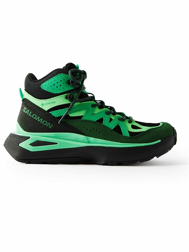 Photo: Salomon - Odyssey ELMT Mid Suede and Mesh-Trimmed GORE-TEX® Sneakers - Green