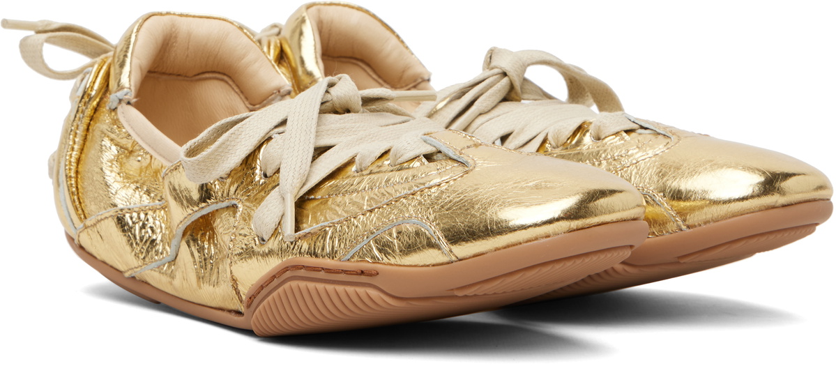 Acne Studios Gold Lace-Up Leather Sneakers