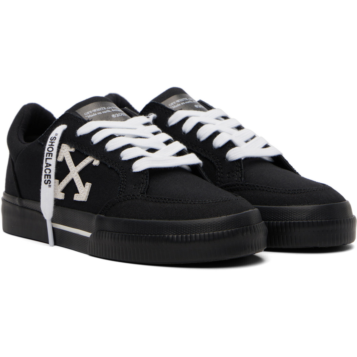 Off-White Black Vulcanized Low Canvas Sneakers