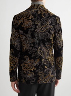 Etro - Metallic Embroidered Velvet Tuxedo Jacket - Black