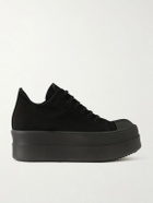 DRKSHDW by Rick Owens - Mega Bumper Low Rubber-Trimmed Denim Sneakers - Black