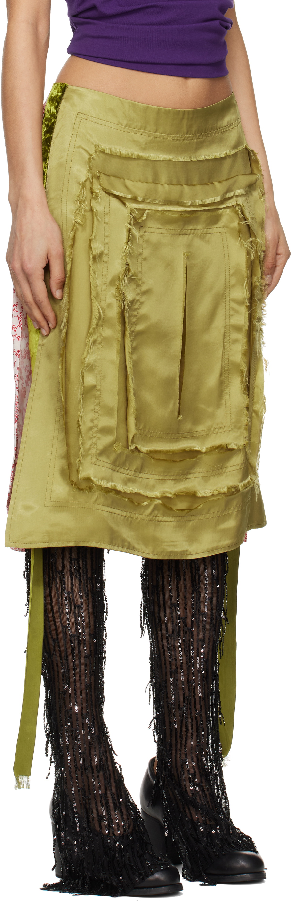 Edward Cuming Green & Red 'Scratch The Itch' Flappy Midi Skirt