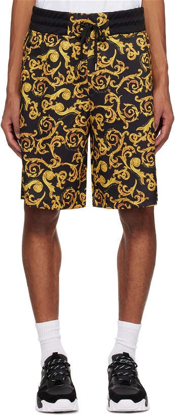 Photo: Versace Jeans Couture Black & Yellow Printed Shorts