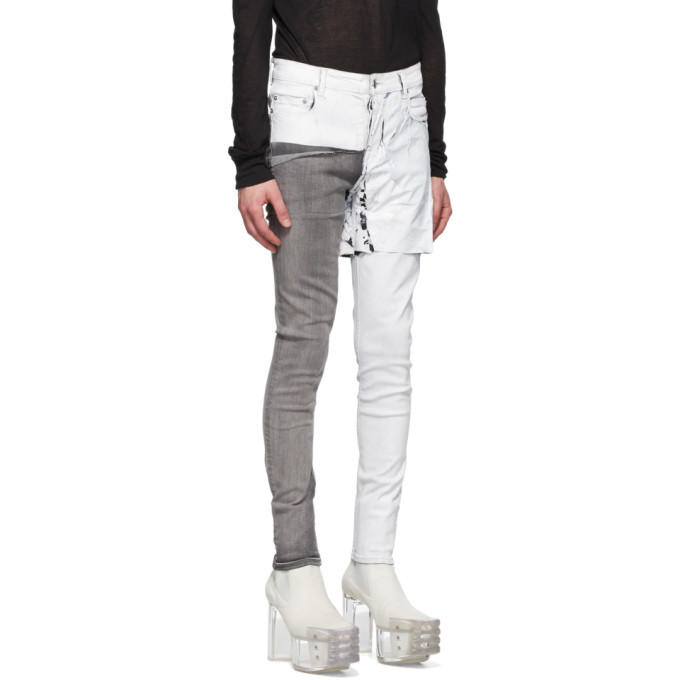 Rick Owens White Wax Tyrone Collage Jeans Rick Owens