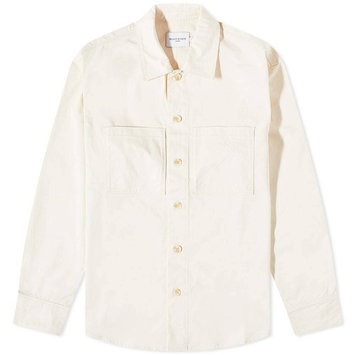 Photo: Maison Kitsuné Men's Snaps Shirt Jacket in Milky White