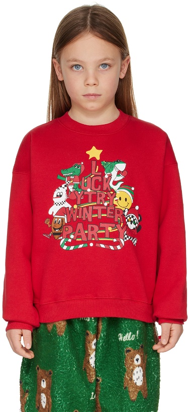 Photo: Luckytry SSENSE Exclusive Kids Red 'Winter Party' Sweatshirt