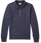 Hartford - Loopback Cotton-Jersey Half-Zip Sweatshirt - Men - Storm blue