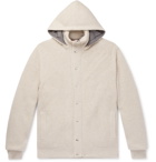 Brunello Cucinelli - Ribbed Cashmere and Shell Hooded Down Cardigan - Neutrals