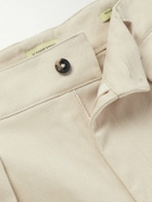 De Bonne Facture - Straight-Leg Pleated Cotton-Drill Shorts - Neutrals