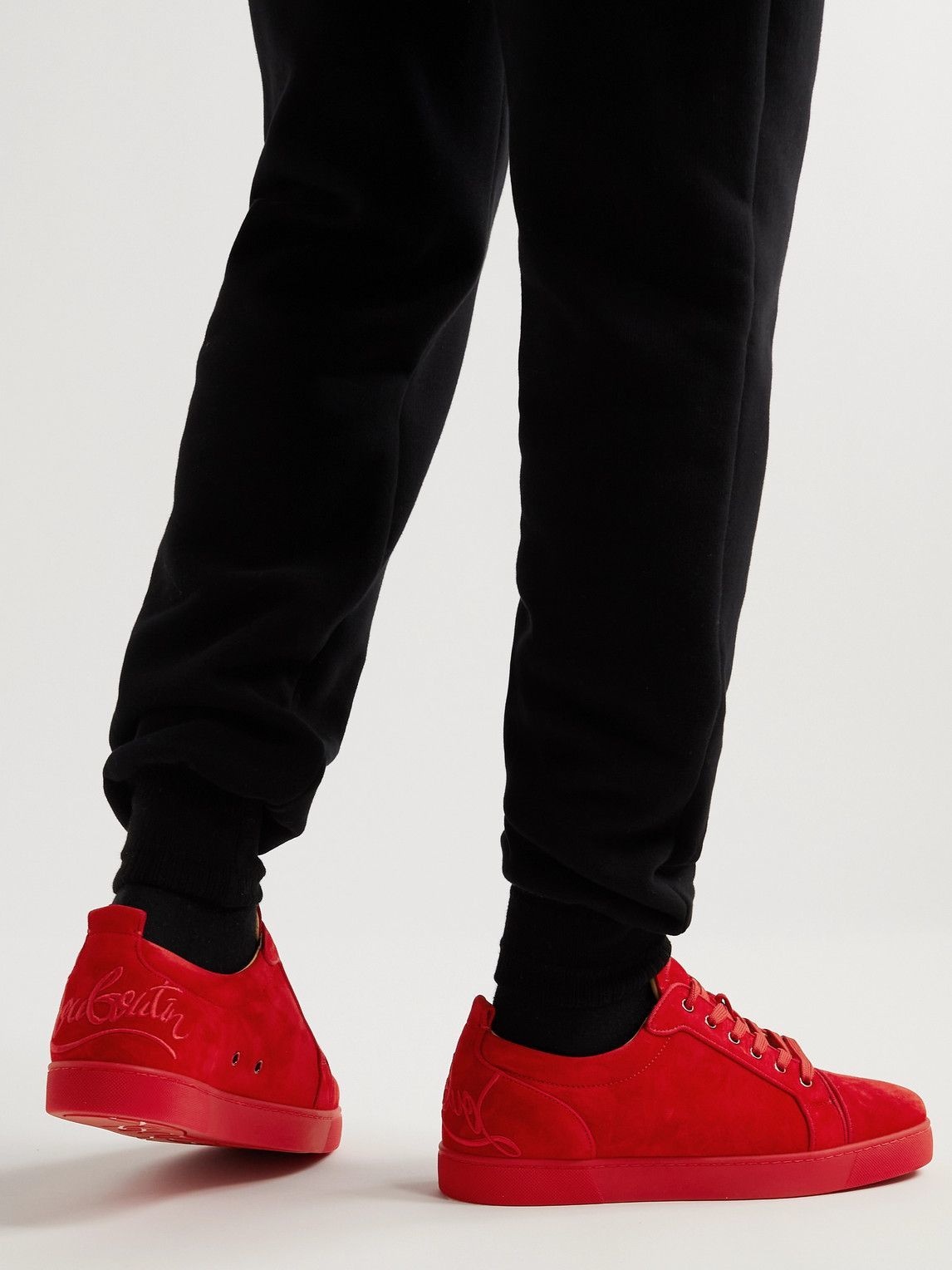 Louis Junior Spikes Sneakers in Red - Christian Louboutin