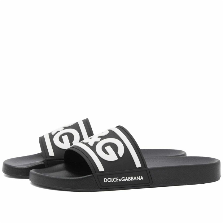 Photo: Dolce & Gabbana Men's Beachwear Slide Sneakers in Black/White