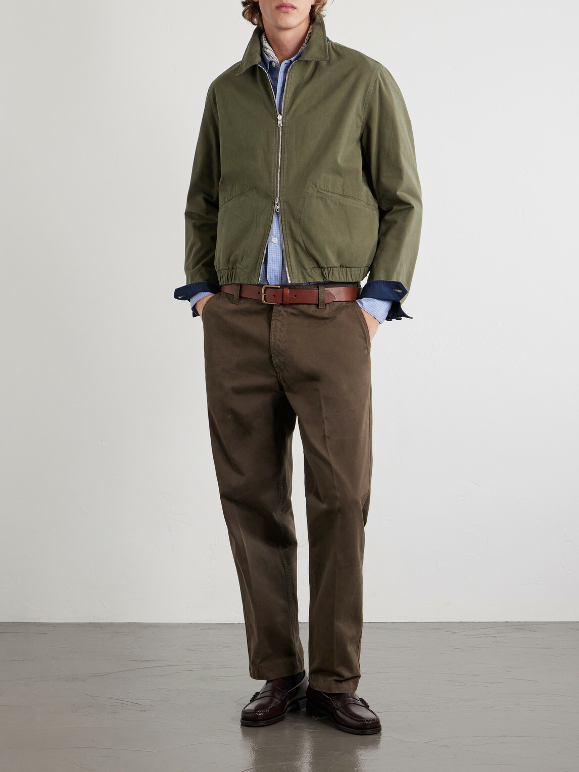 Drake's - Straight-Leg Peached Cotton-Twill Trousers - Brown