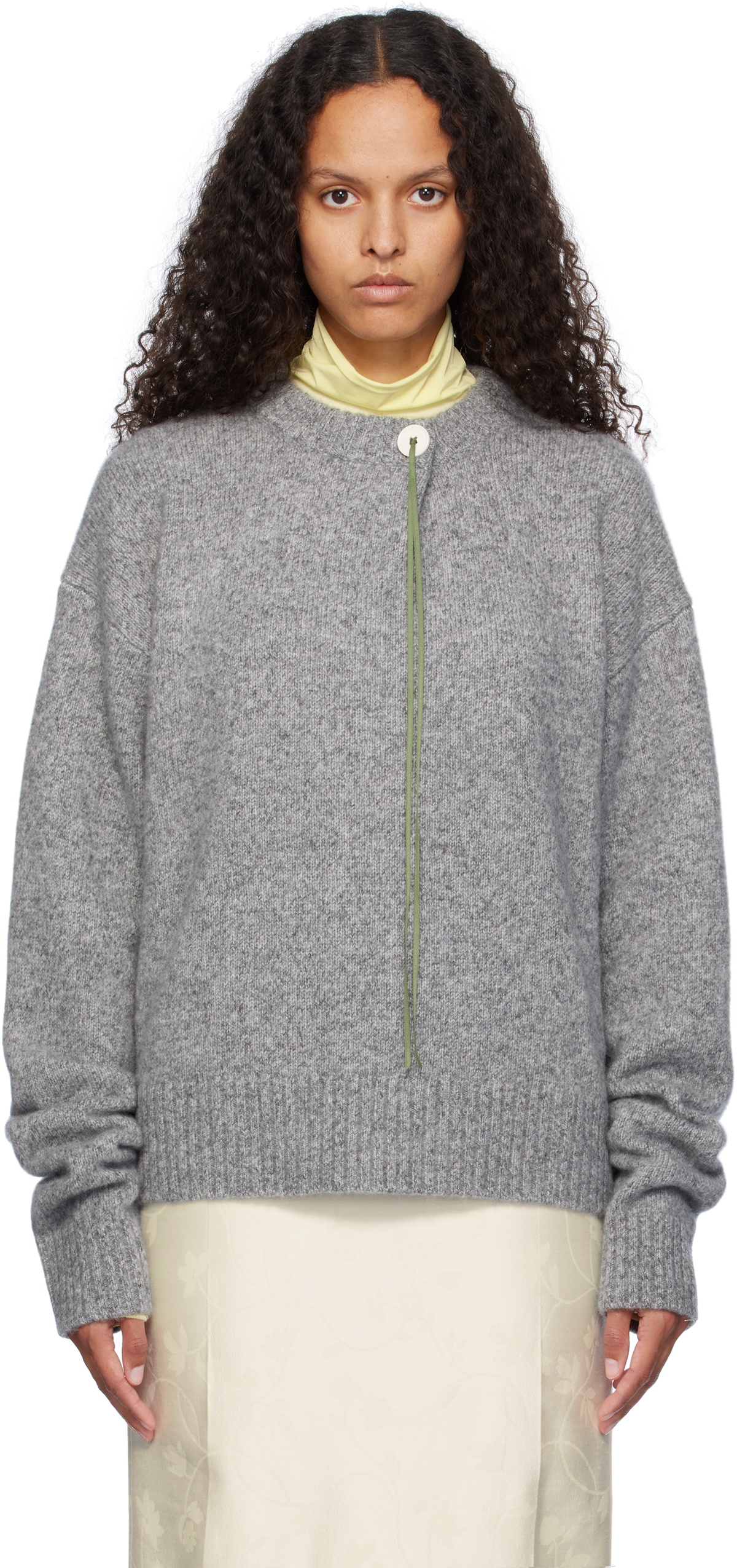 AO Yes Gray One Button Sweater