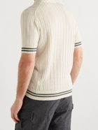 Brunello Cucinelli - Striped Ribbed Cotton and Linen-Blend Polo Shirt - Neutrals