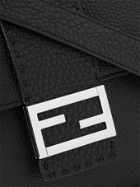 FENDI - Flat Baguette Small Logo-Embellished Full-Grain Leather Messenger Bag - Black
