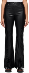 Hugo Black Slit Faux-Leather Pants