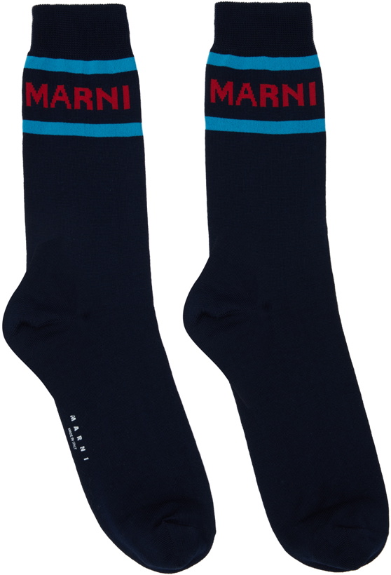 Photo: Marni Navy Logo Cuffs Socks