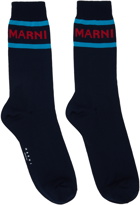 Marni Navy Logo Cuffs Socks