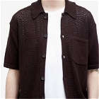 Oliver Spencer Men's Mawes Short Sleeve Knitted Shirt in Brown