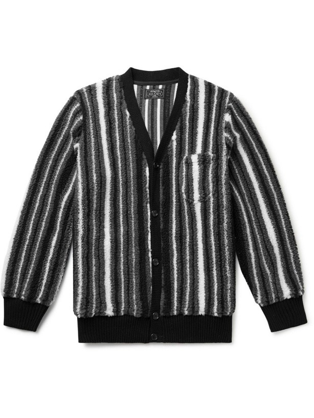 Photo: Beams Plus - Striped Fleece Cardigan - Black