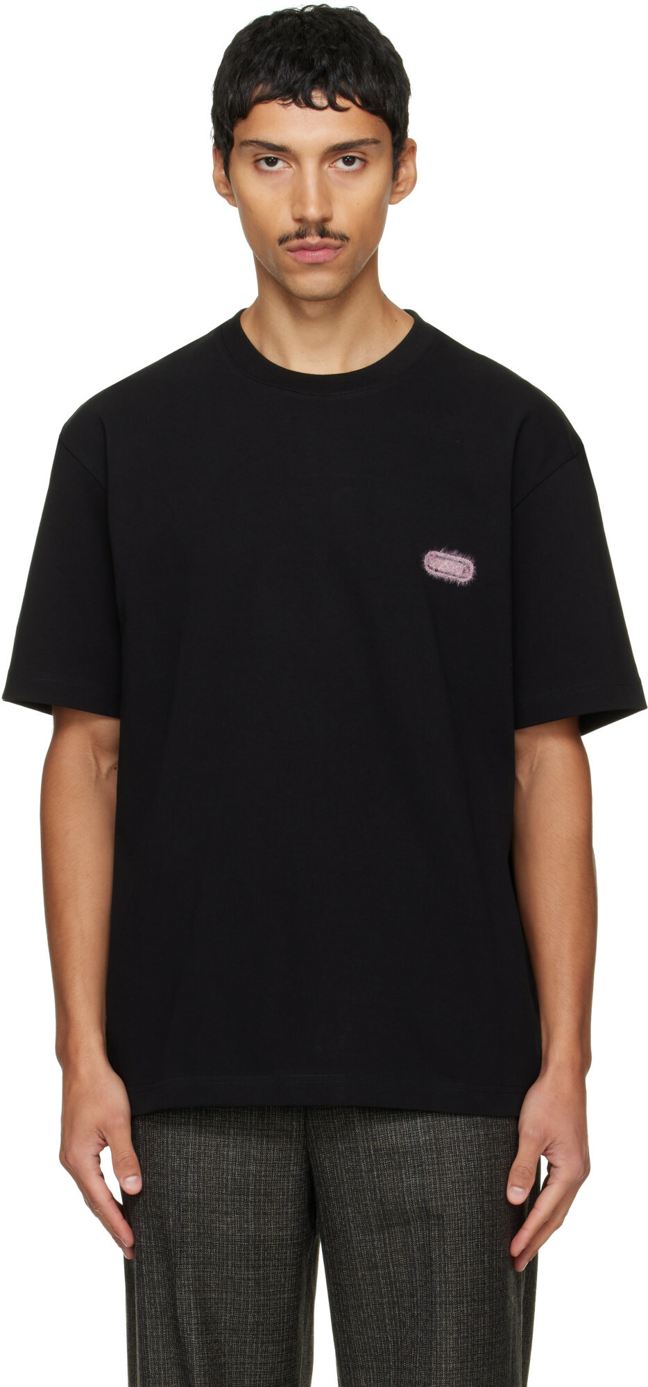 Solid Homme Black Solid Back Logo T-shirt