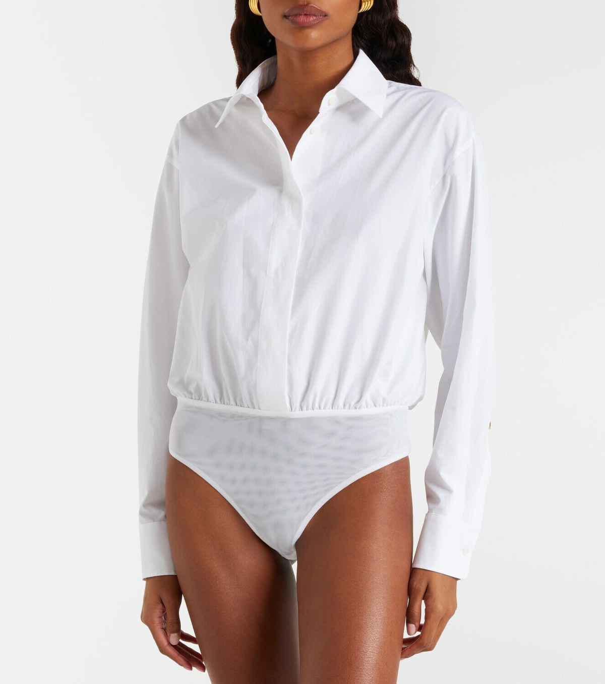 Max Mara Aere cotton poplin and tulle bodysuit