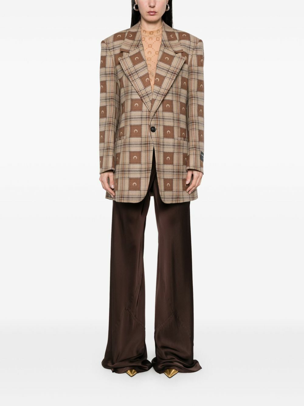 Marine Serre Crescent Moon-Jacquard Blazer