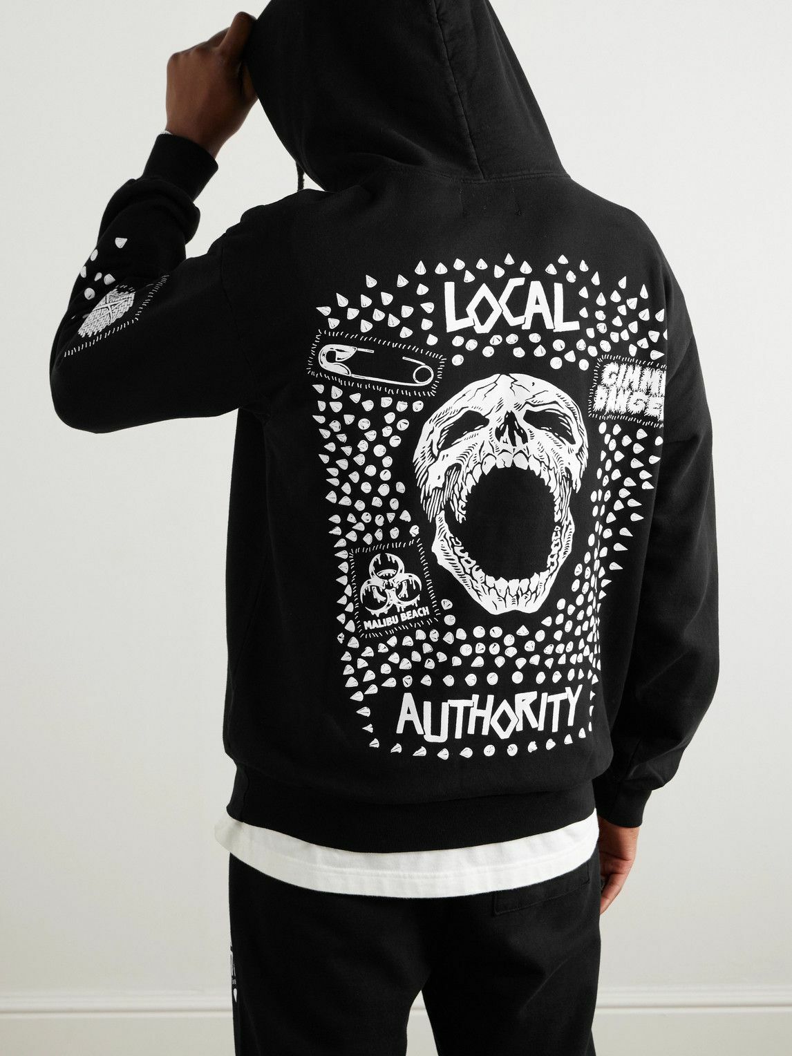 Local Authority LA - Stud Skull O Logo-Print Cotton-Jersey Hoodie - Black