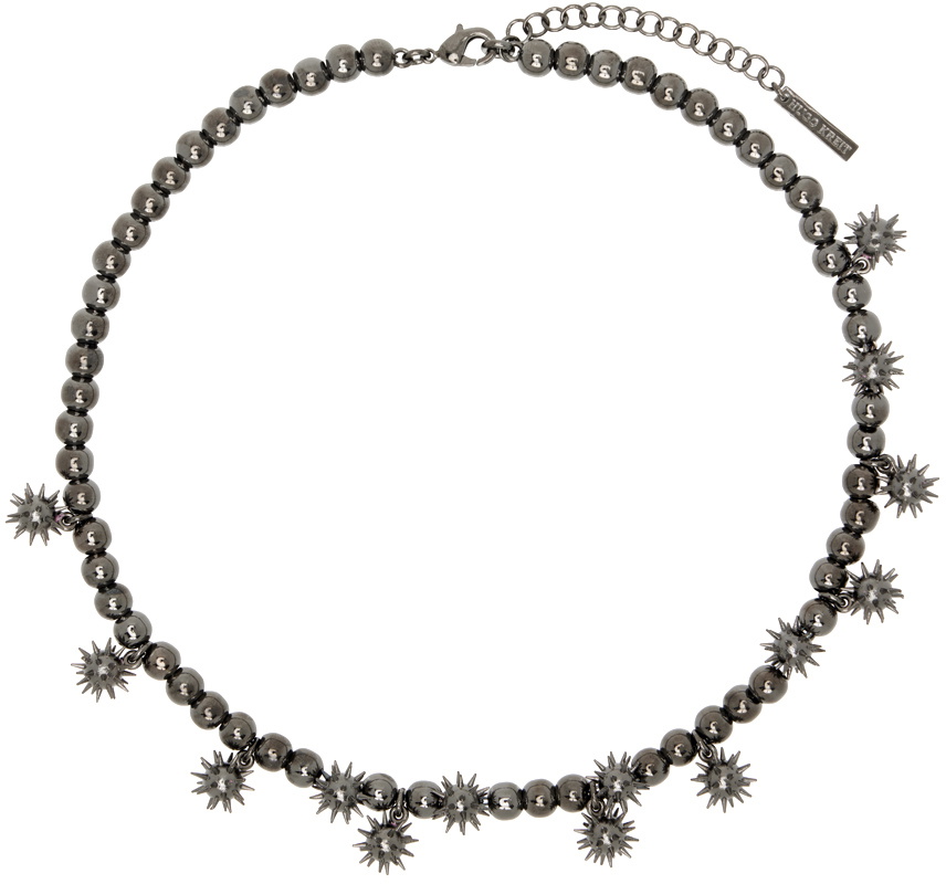 HUGO KREIT SSENSE Exclusive Gunmetal Spiky Pearl Necklace