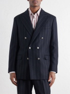 Brunello Cucinelli - Double-Breasted Pinstripe Cashmere and Wool-Blend Flannel Suit Jacket - Black