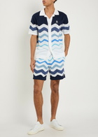Sandbanks Gradient Pattern Knit Cotton Shirt Blue