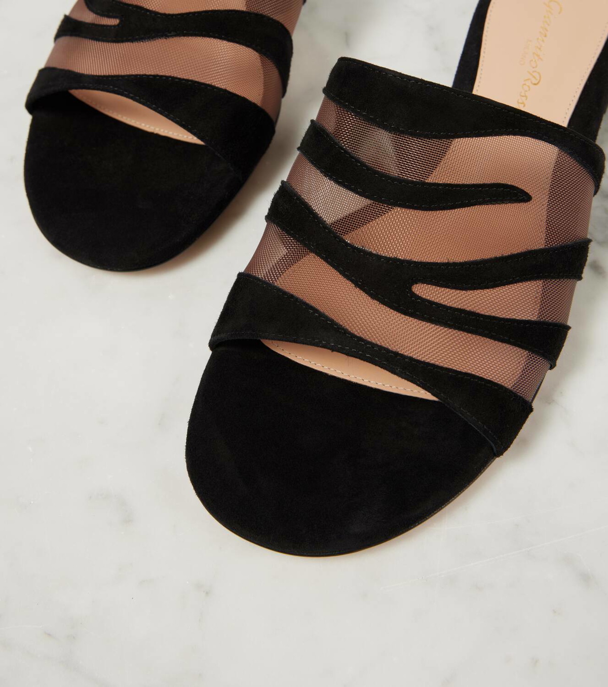 Gianvito Rossi Suede and mesh slides