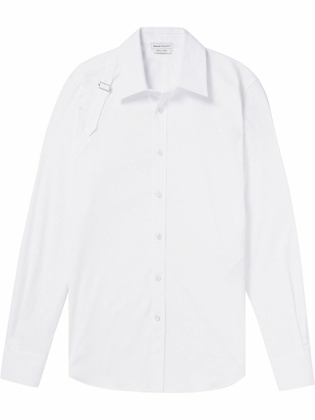 Photo: Alexander McQueen - Slim-Fit Harness-Detailed Stretch-Cotton Shirt - White