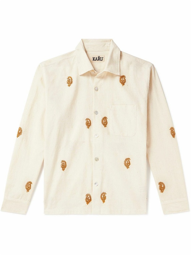 Photo: Karu Research - Throwing Fits Embroidered Cotton Shirt - Neutrals