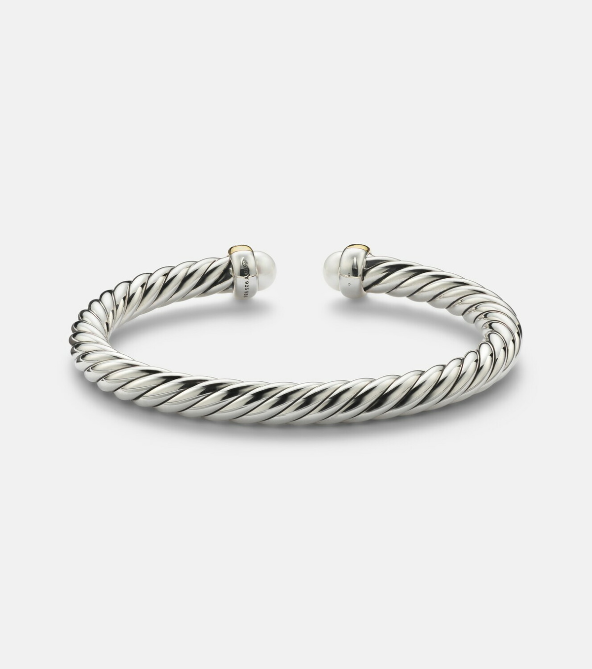 David Yurman Cable Flex® sterling silver and 14kt gold cuff bracelet with diamonds and pearls
