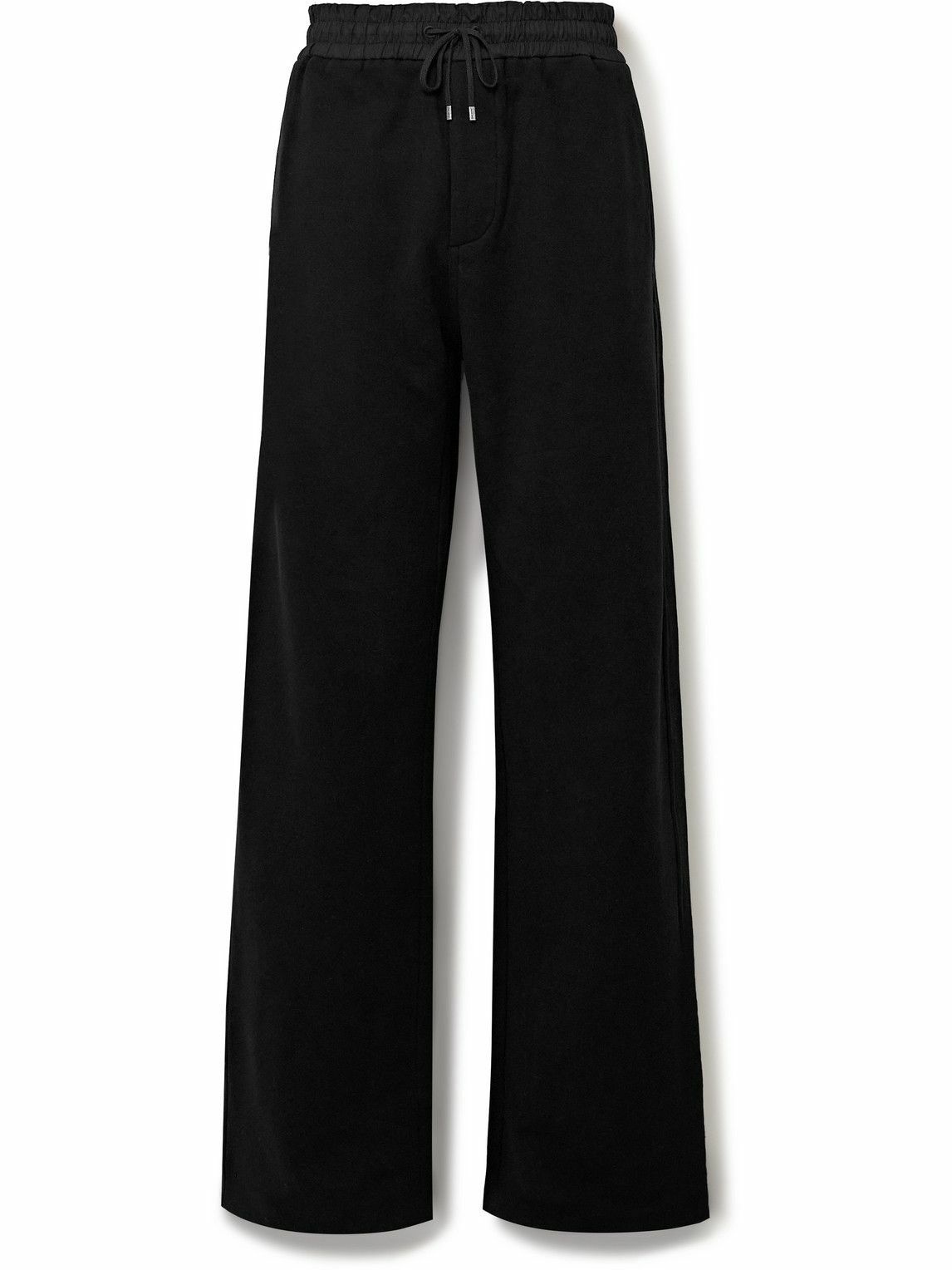 Photo: SAINT LAURENT - Wide-Leg Cotton-Jersey Sweatpants - Black