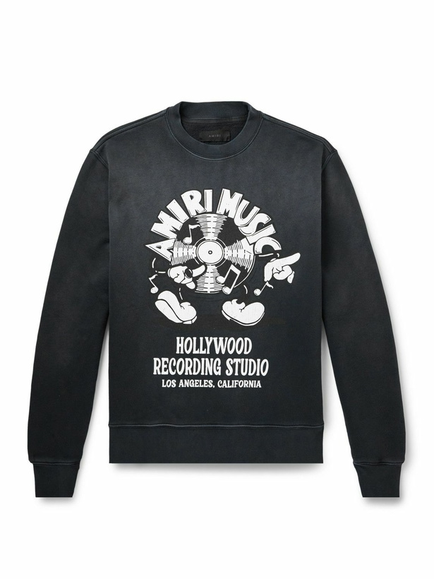 Photo: AMIRI - Music Record Logo-Print Cotton-Jersey Sweatshirt - Black