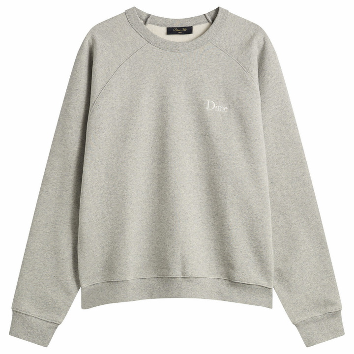 Photo: Dime Men's Classic Small Logo Crewneck in Heather Gray