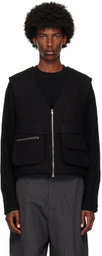 Andersson Bell Black Wool Zip-Up Vest