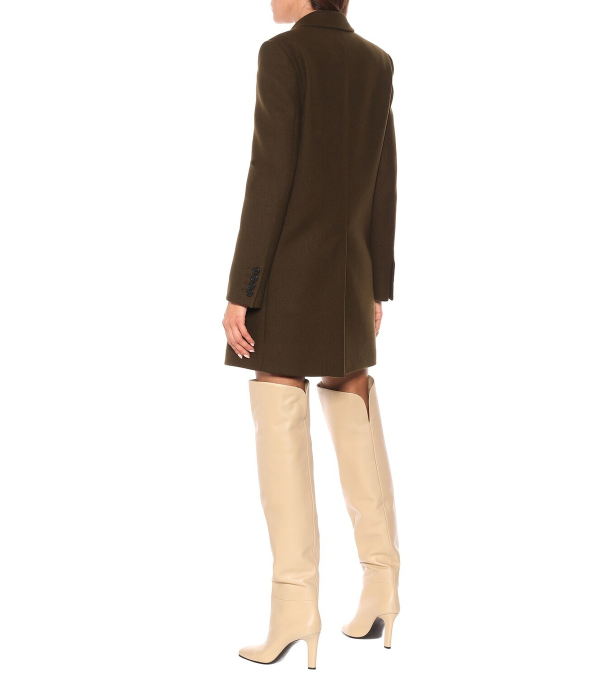 Saint Laurent Women's Short Wool Coat Beige