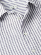 Etro - Slim-Fit Logo-Embroidered Striped Linen Shirt - Blue