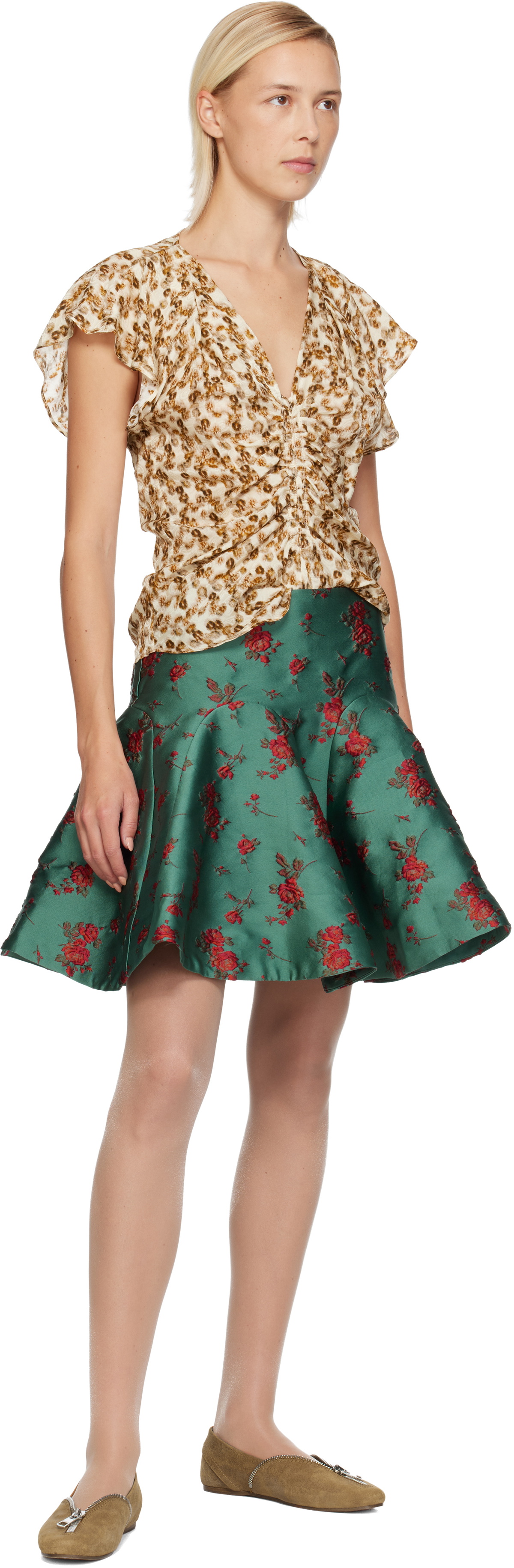 Edward Cuming Green Wallpaper Gala Midi Skirt