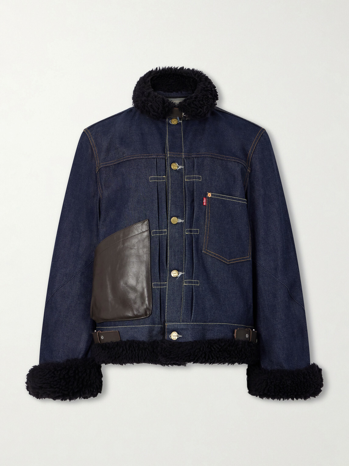Sacai - Levi's Plush-Trimmed Denim Jacket - Blue